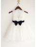 Ivory Lace Tulle Keyhole Back Lovely Short Flower Girl Dress